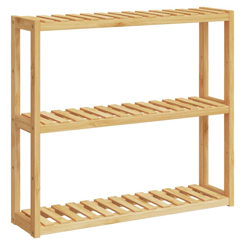 vidaXL Bamboo 3-Tier Wall-Mounted Bathroom Shelf - Stylish & Space-Saving Storage