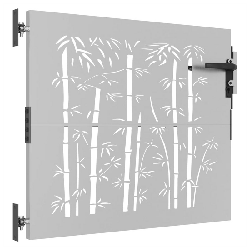 Rusty Corten Steel Garden Gate - Stylish Bamboo Design, 85x100 cm