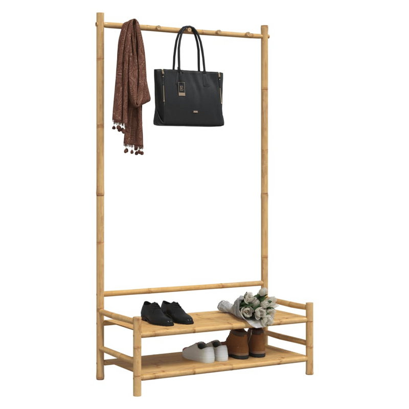 vidaXL Bamboo Clothes Rack with Shelves - Stylish Storage Solution!
