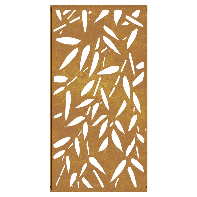 Rusty Corten Steel Bamboo Leaf Wall Art - 105x55 cm Garden Elegance