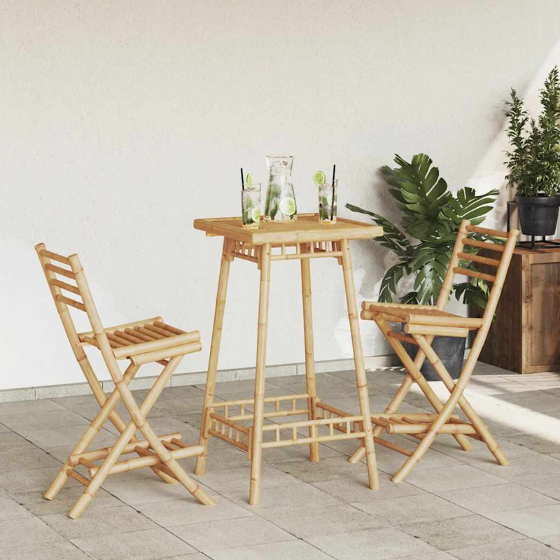 vidaXL Foldable Bamboo 3-Piece Outdoor Bar Set – Stylish & Space-Saving!