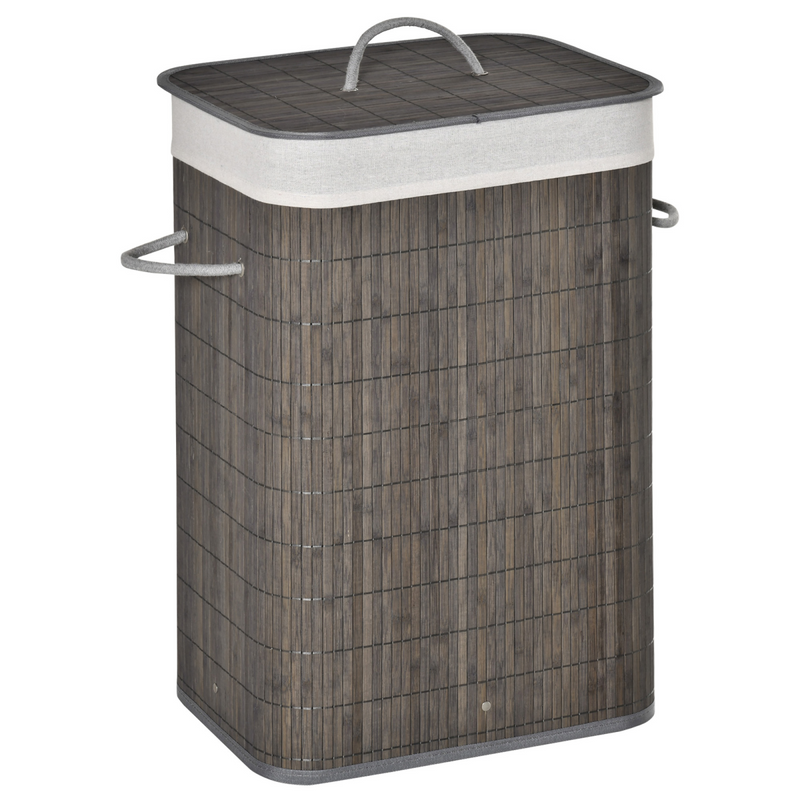 Stylish Bamboo Laundry Basket with Flip Lid & Washable Lining - Space-Saver!